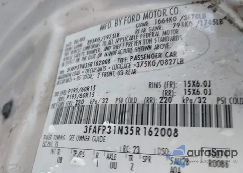 2005 Ford Focus Zx3 from USA, damaged, VIN 3FAFP31N35R162008